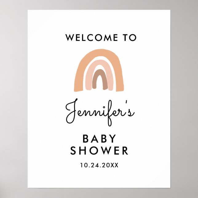Pastel Rainbow Baby Dusche Begrüßungszeichen Poster (Vorne)
