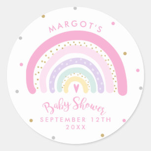 Pastel Rainbow Baby Dusche Runder Aufkleber