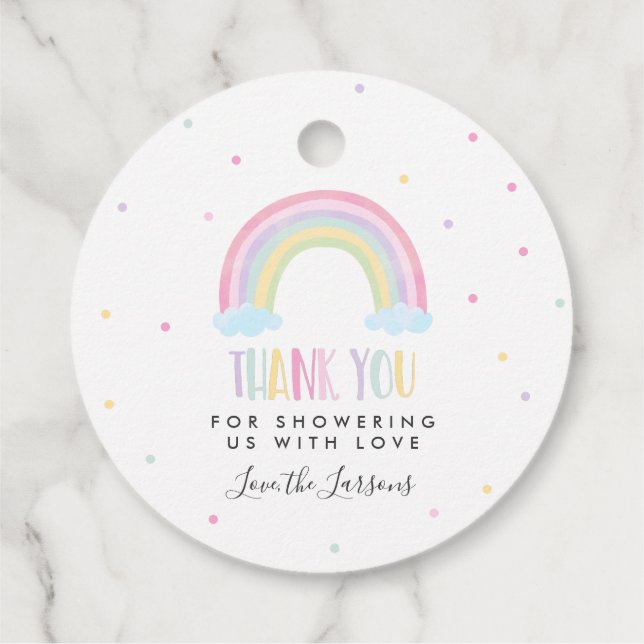 Pastel Rainbow Baby Duschgeschenk Geschenkanhänger (Rückseite)