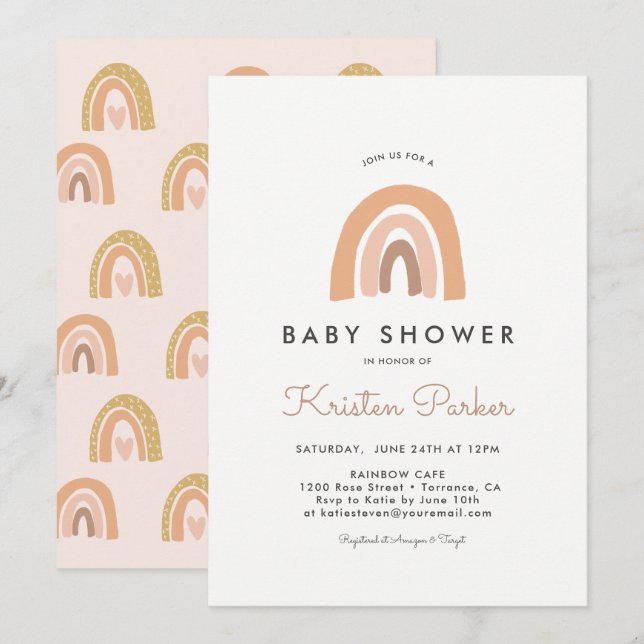 Pastel Rainbow Baby shower Cartes d'invitation (Devant / Derrière)