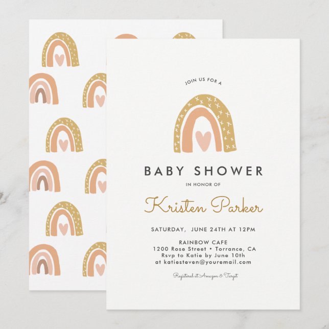 Pastel Rainbow Baby shower Cartes d'invitation (Devant / Derrière)