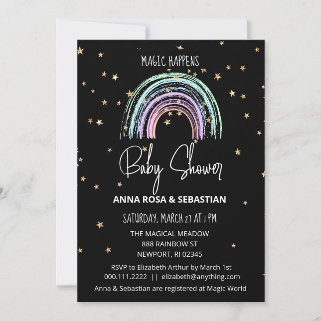 *~* Pastel Rainbow Baby shower magique Invitation (Devant)