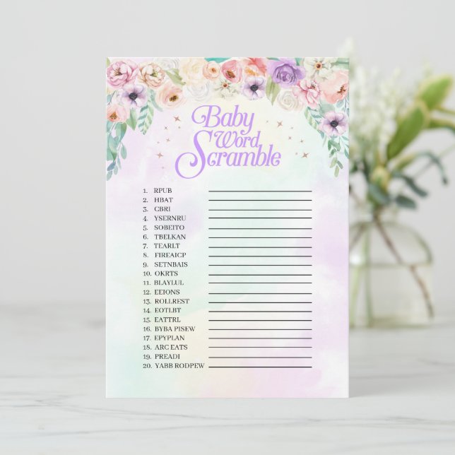 Pastel Rainbow Baby shower Mot Déambule Carte de j (Debout devant)