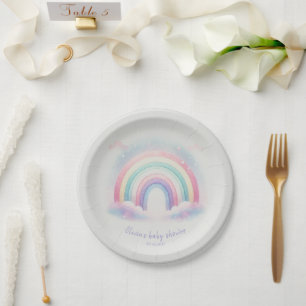 Pastel Rainbow Baby Shower Paper Plate Pappteller