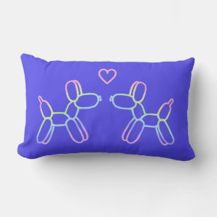 Pastel Rainbow Ballon Hunde auf Lila Throw Kissen