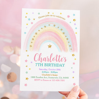 Pastel Rainbow Birthday Einladung
