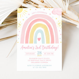 Pastel Rainbow Birthday Invitation Einladung