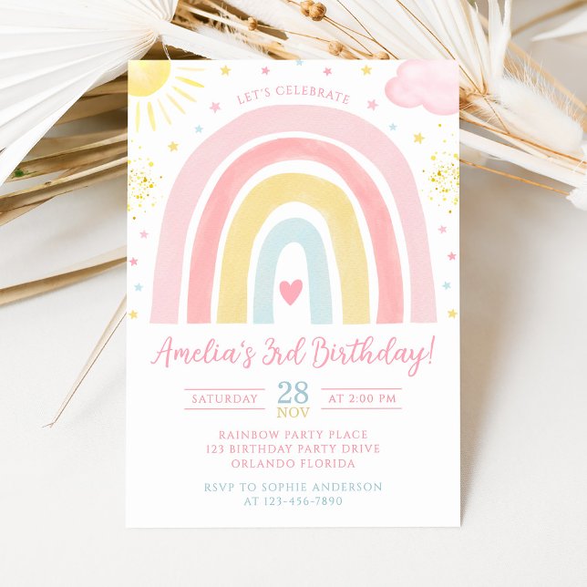 Pastel Rainbow Birthday Invitation Einladung (Von Creator hochgeladen)