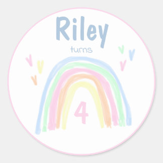Pastel Rainbow Birthday Party Aufkleber