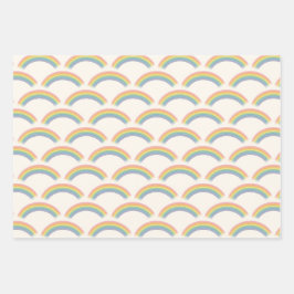 Pastel Rainbow Birthday Party Geschenkpapier Set