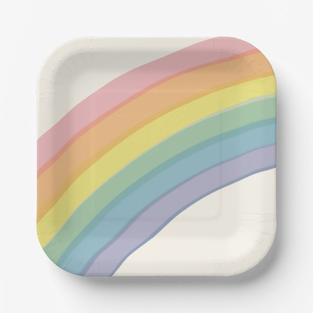 Pastel Rainbow Birthday Party Pappteller (Vorderseite)