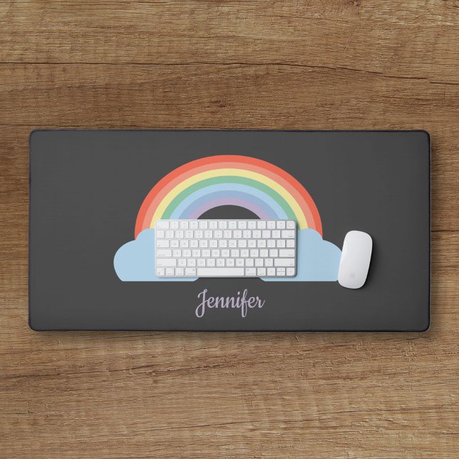 Pastel Rainbow Black (Pastel Rainbow Black Desk Mat)
