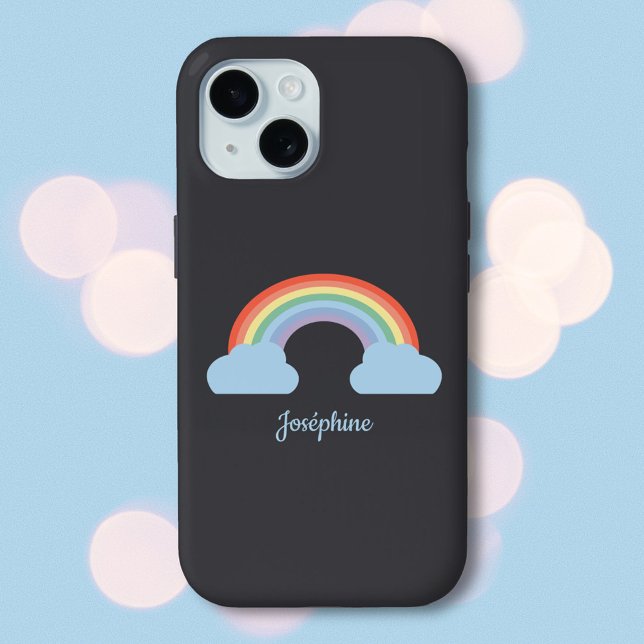 Pastel Rainbow Black iPhone 15 Hülle (Pastel Rainbow Black Phone Case)