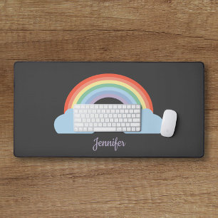 Pastel Rainbow Black Schreibtischunterlage