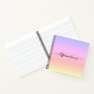 Pastel Rainbow & Black Typografy Affirmations Notizbuch