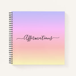 Pastel Rainbow & Black Typografy Affirmations Notizbuch