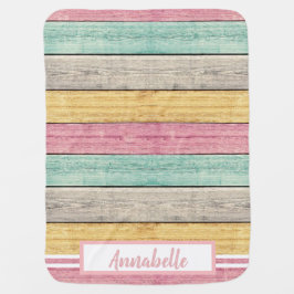 Pastel Rainbow Boards Kindername Babydecke