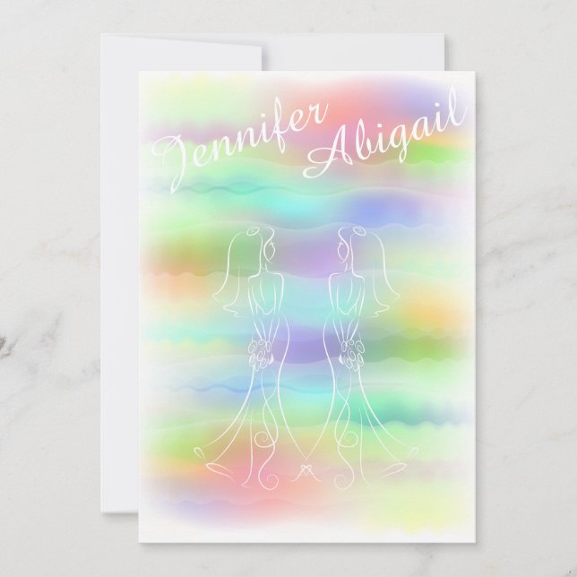 Pastel Rainbow Brides Gay Wedding Einladung (Vorderseite)