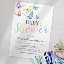 Pastel Rainbow Butterflies Babydusche
