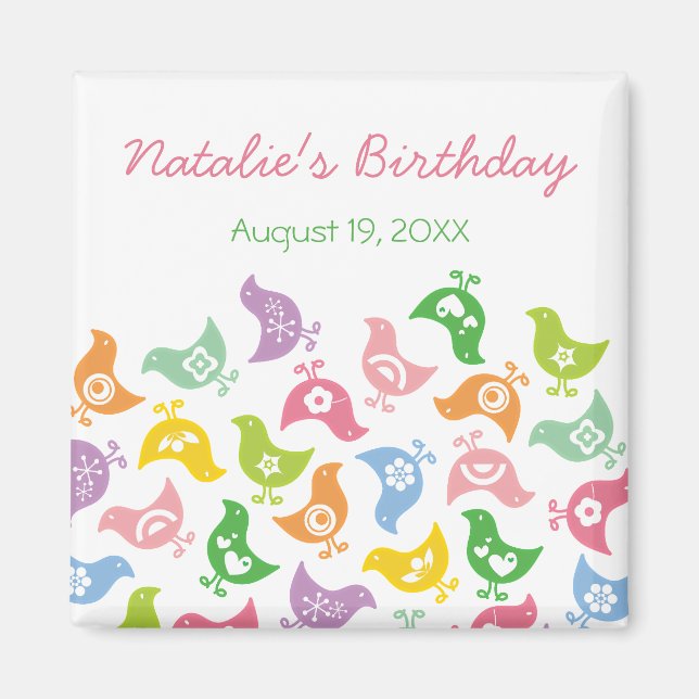 Pastel Rainbow Chicks Kind's Birthday Save the Dat Magnet (Vorne)