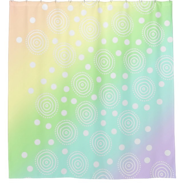 Pastel Rainbow Circles in Circles Duschvorhang (Vorderseite)