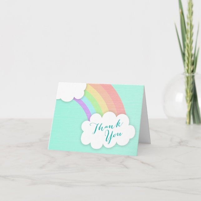 Pastel Rainbow Cloud Baby Dusche Vielen Dank Dankeskarte (Vorderseite)