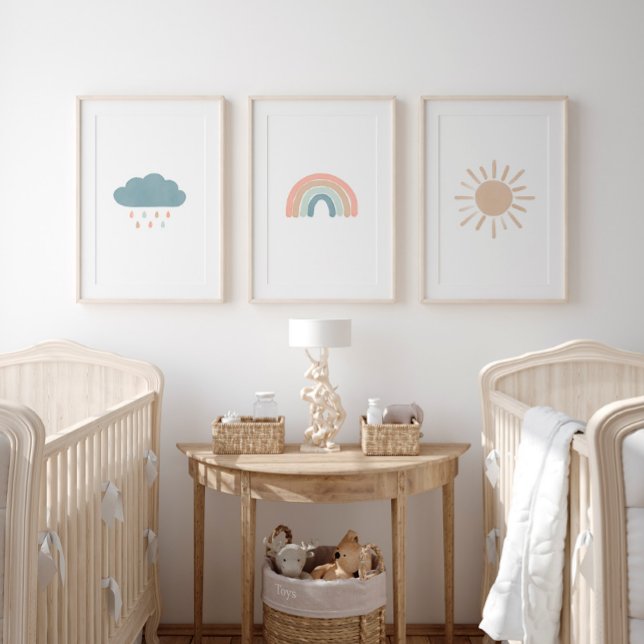 Pastel Rainbow Cloud Sun Girl Nursery Décor (Créateur téléchargé)