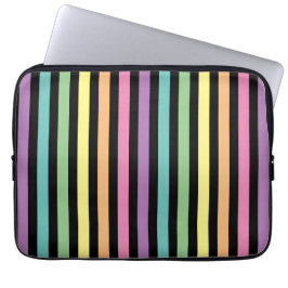 Pastel Rainbow-Colored and Black Stripes Pattern Laptopschutzhülle