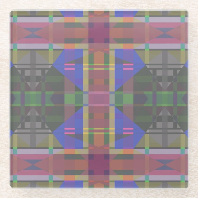 Pastel Rainbow Colorful Geometric Glasuntersetzer (Vorderseite)