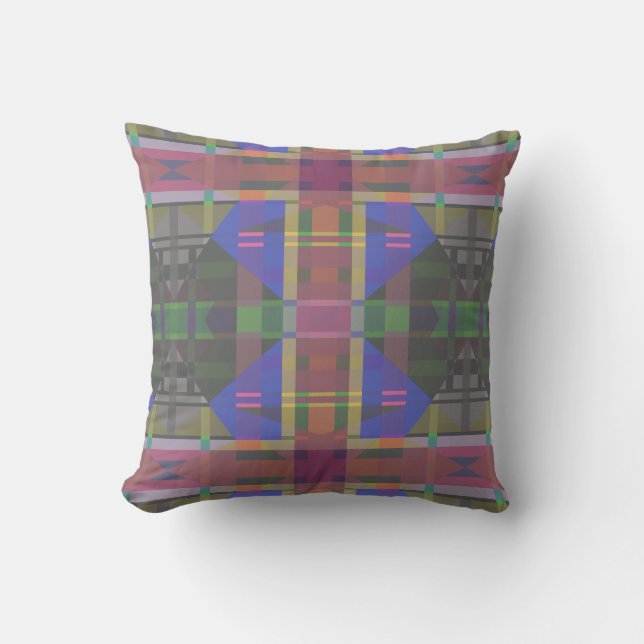 Pastel Rainbow Colorful Geometric Kissen (Vorderseite)