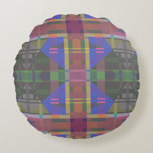 Pastel Rainbow Colorful Geometric Rundes Kissen