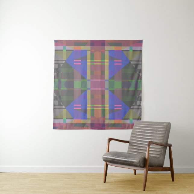 Pastel Rainbow Colorful Geometric Wandteppich (Beispiel)