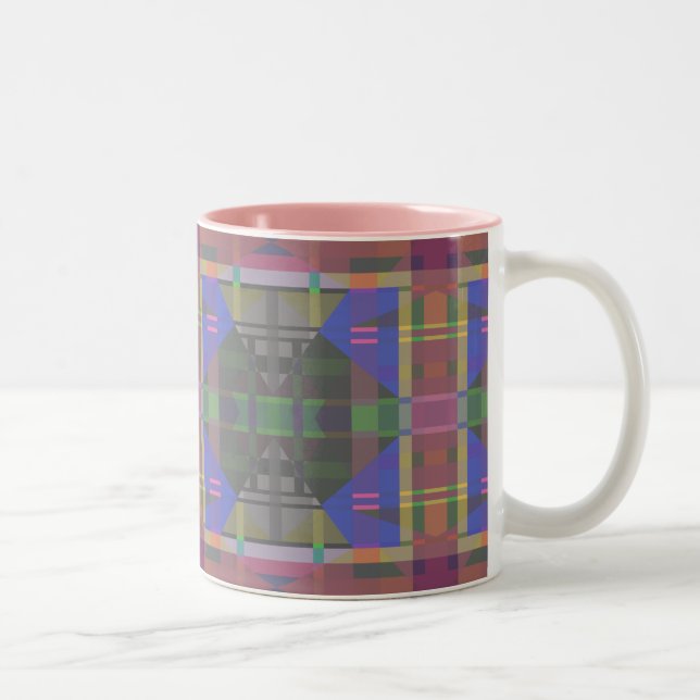 Pastel Rainbow Colorful Geometric Zweifarbige Tasse (Rechts)