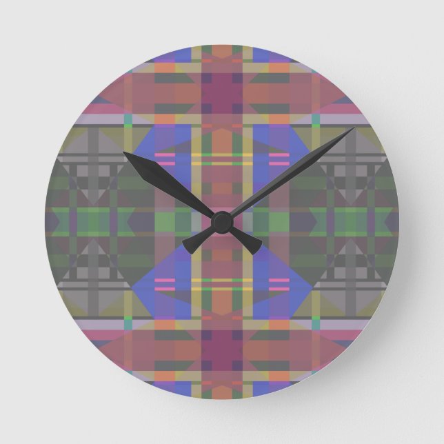 Pastel Rainbow Colorful Geometrie Runde Wanduhr (Vorderseite)