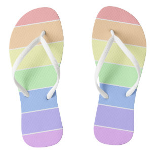 Pastel Rainbow Colorful Stripes Pattern Sommer Flip Flops