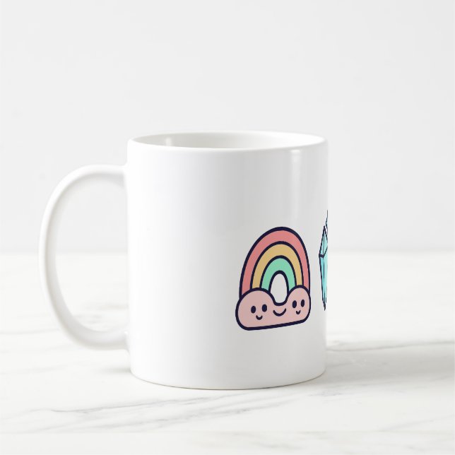 Pastel Rainbow Crystal Good Vibes Tasse (Links)