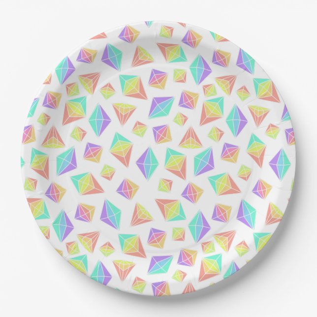 Pastel Rainbow Crystals Muster Pappteller (Vorderseite)
