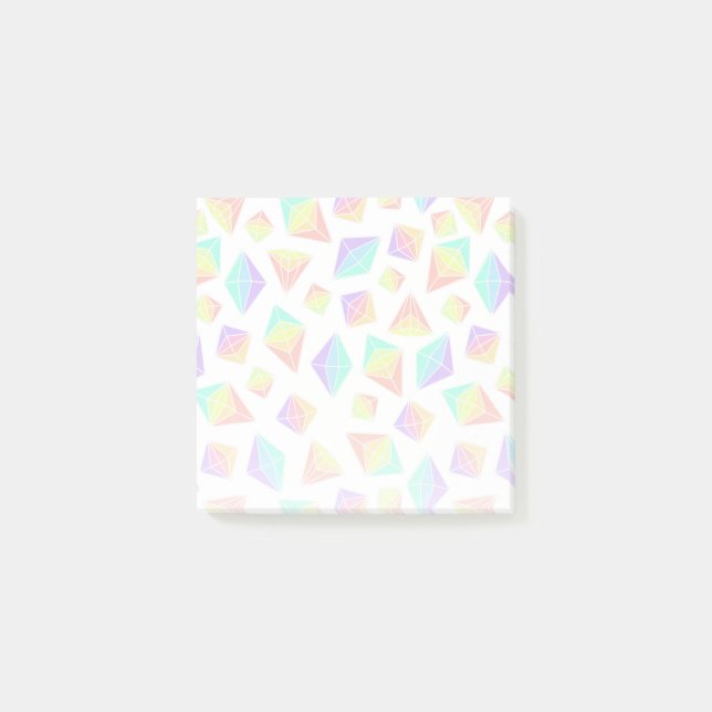 Pastel Rainbow Crystals Muster Post-it Klebezettel (Vorderseite)