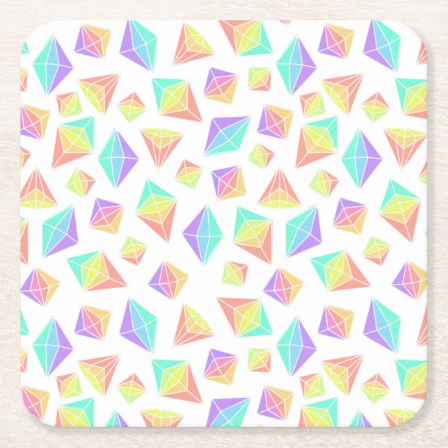 Pastel Rainbow Crystals Muster Rechteckiger Pappuntersetzer (Vorderseite)