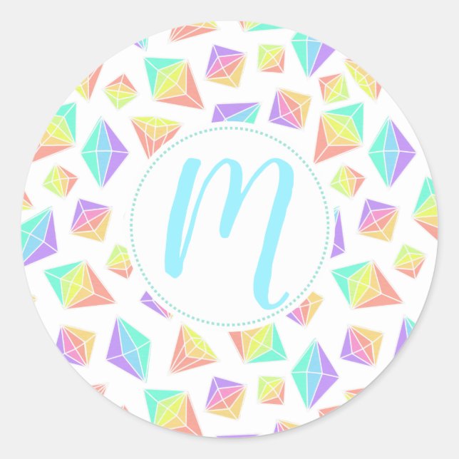 Pastel Rainbow Crystals Muster Runder Aufkleber (Vorderseite)