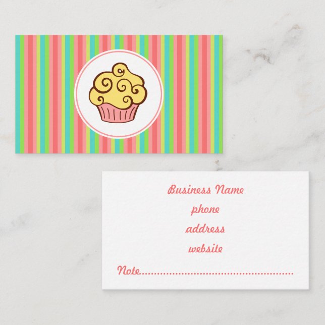 Pastel Rainbow Cupcake Business Card Visitenkarte (Vorne/Hinten)
