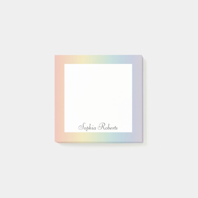 Pastel Rainbow Custom Name  Post-it Klebezettel (Vorderseite)