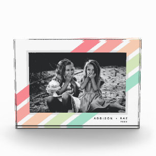 Pastel Rainbow Custom Personalisiert Name Gift Fotoblock