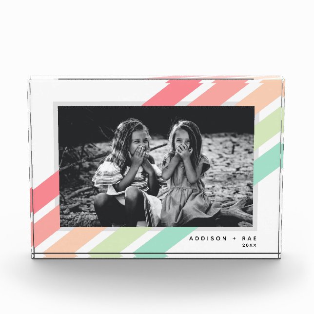 Pastel Rainbow Custom Personalisiert Name Gift Fotoblock (Vorderseite)