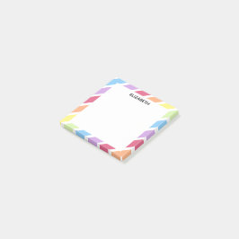 Pastel Rainbow Diagonal Streifen Name | Personalis Post-it Klebezettel
