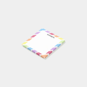 Pastel Rainbow Diagonal Streifen Name   Personalis Post-it Klebezettel