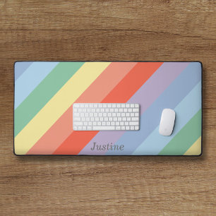 Pastel Rainbow Diagonal Streifen Schreibtischunterlage