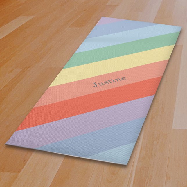 Pastel Rainbow Diagonal Streifen Yogamatte (Pastel Rainbow Diagonal Stripes Yoga Mat)