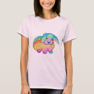 Pastel Rainbow Doodle Bunny Rabbit T-shirt