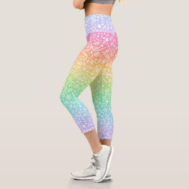 Pastel Rainbow Doodles Capri Leggings